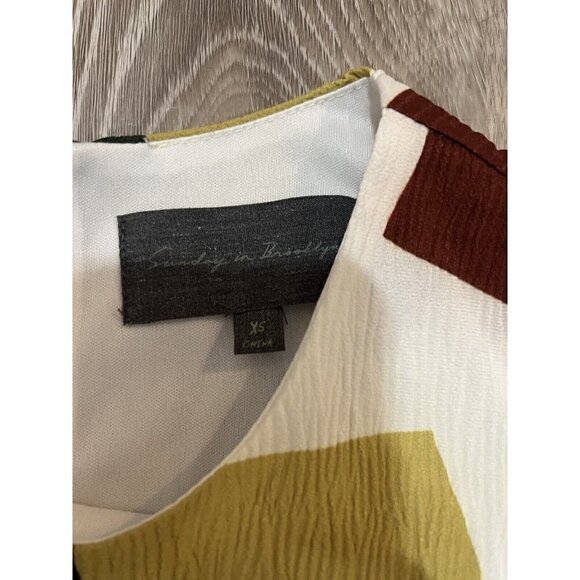 Anthropologie Sunday In Brooklyn Dress Size Small Flounced Geometric Crepe - Picture 4 of 8